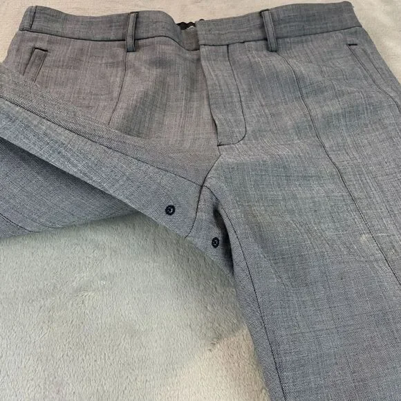 Theory Pants‎ Men 31x30 Gray Wool Blend Ace Illeston Ankle Zip Tapered Fit